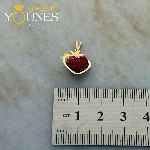 آویز طلا سواروسکی قلب اناری قرمز